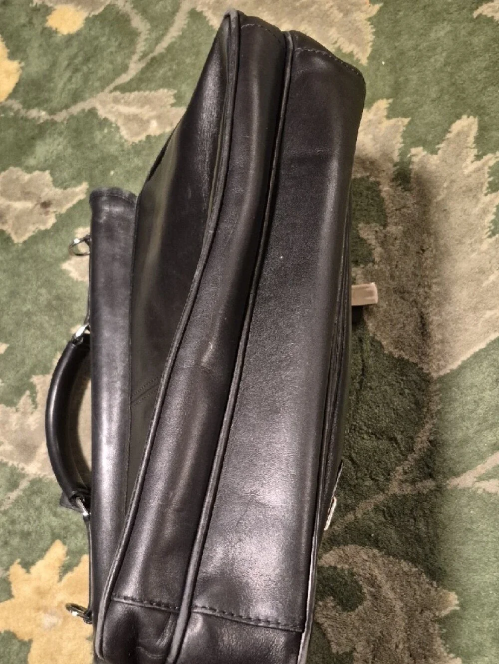 Coach Black Leather Double-Buckle Briefcase